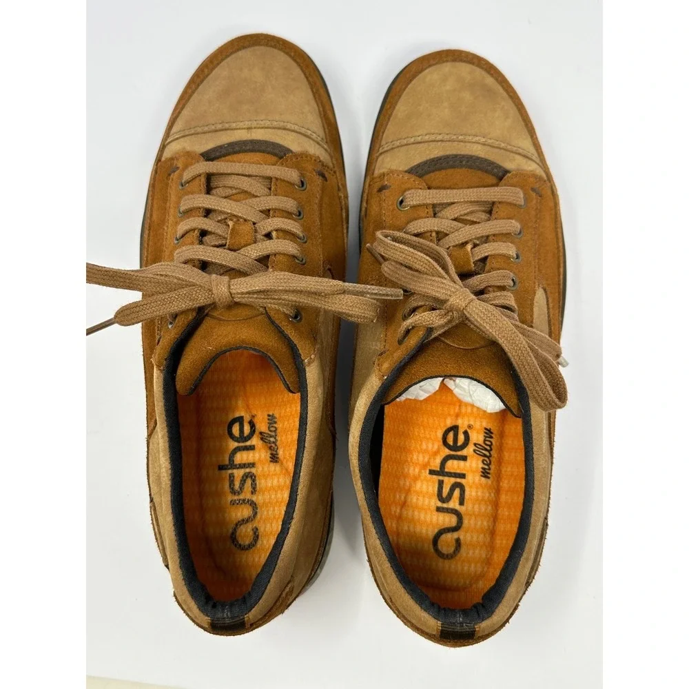 Cushe Mellow Sonny Mens Sz 8 Leather Lace Up Sneakers Shoes Brown Tan P7